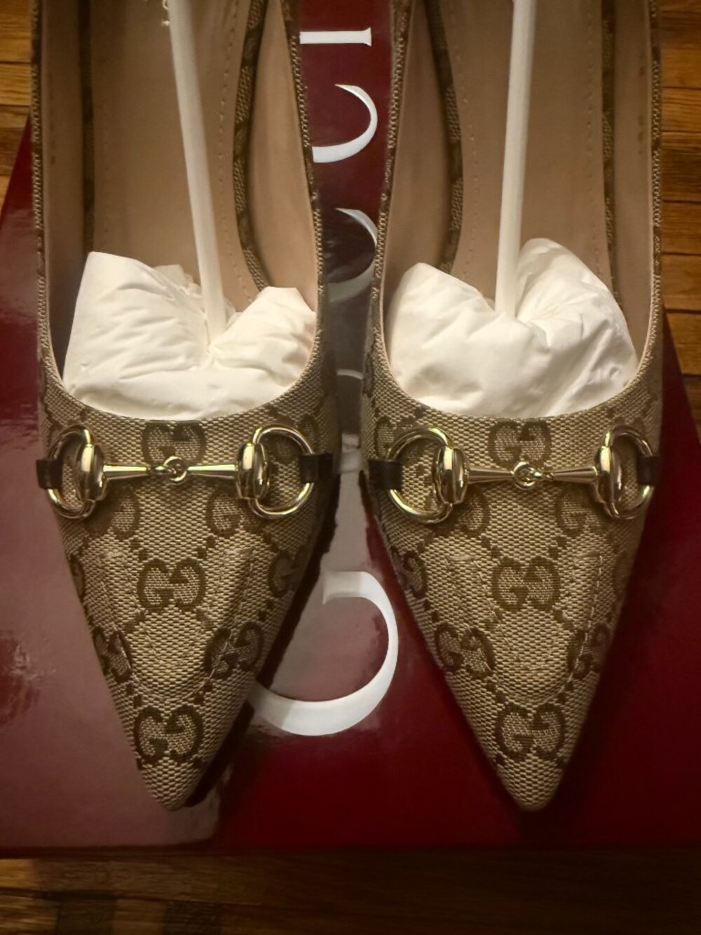 Gucci Erin 85MM Horsebit GG Canvas Pumps - Picture 11 of 14